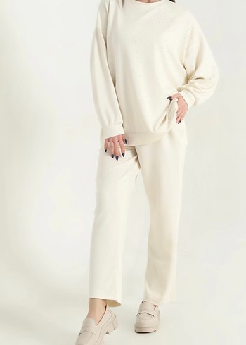 Kadın Beyaz Rahat Kesim ikili Takım S-M-L bedene uygun - Görsel 2