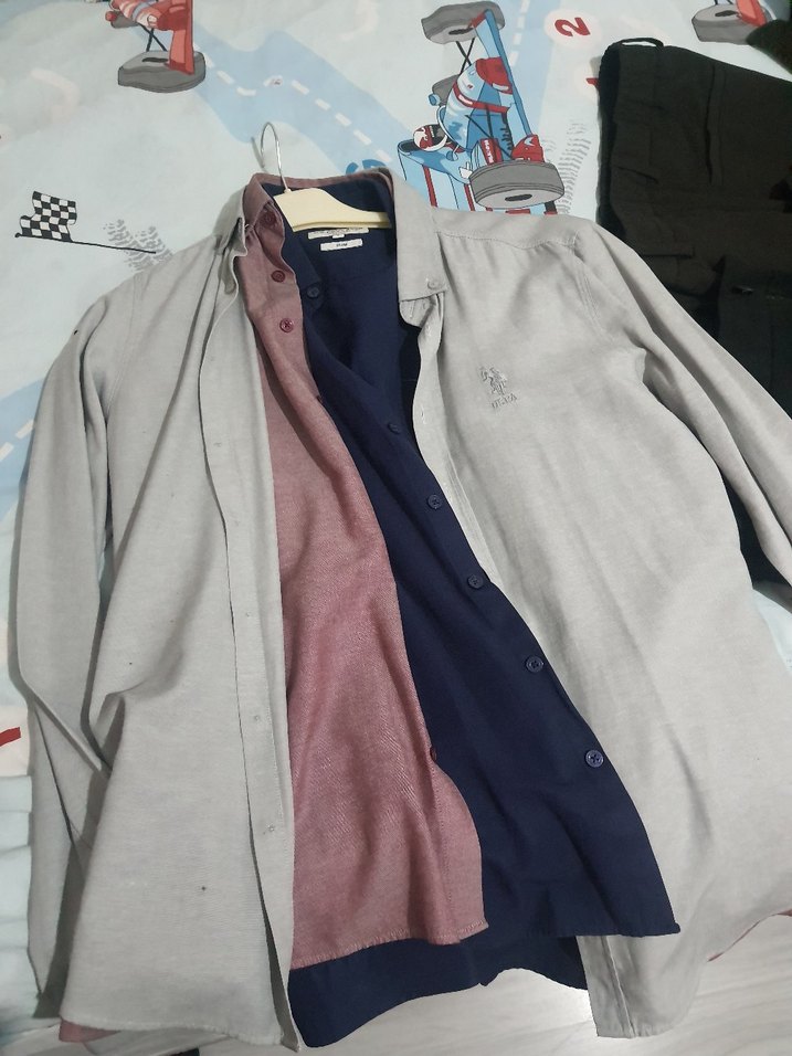 Gri Pamuklu Uzun Kollu Erkek Gömlek Fiyat 3lü için geçerlidir . - Görsel 4