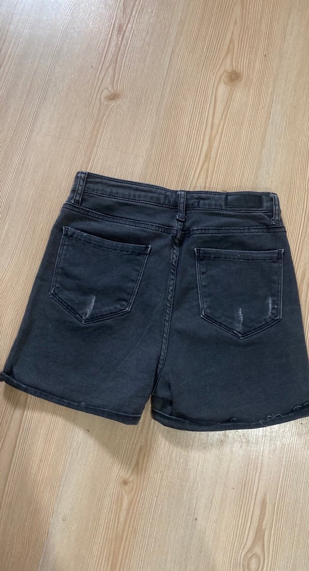 Siyah Kadın Mini Denim Şort - Görsel 2