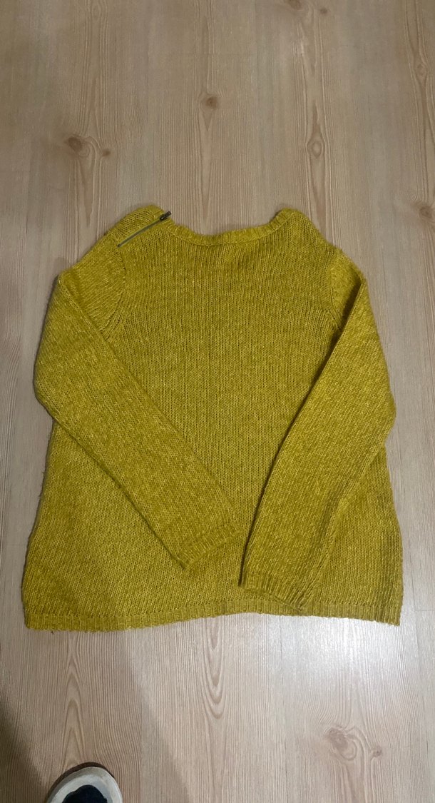 Sarı Örgü Kadın Kazak - Görsel 2