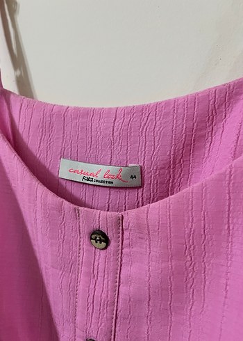 44 Beden pembe Renk Pembe Keten Mini Askılı Bluz