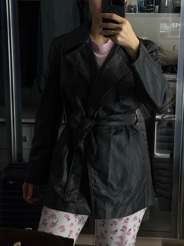 Zara Siyah Deri Ceket - Görsel 3