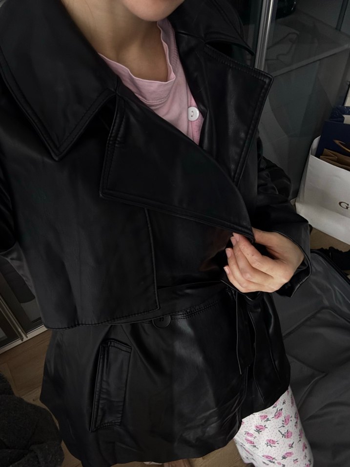 Zara Siyah Deri Ceket - Görsel 5