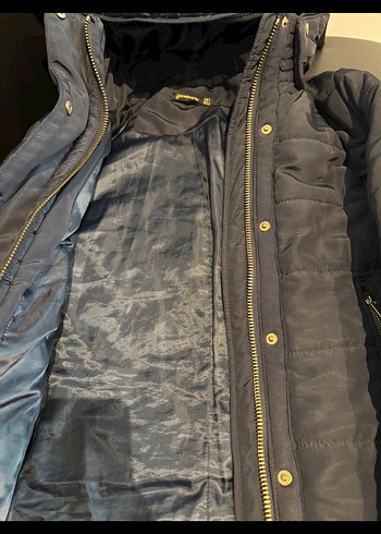 Lacivert  Kapüşonlu Fermuarlı Kadın Kış Montu - Görsel 3