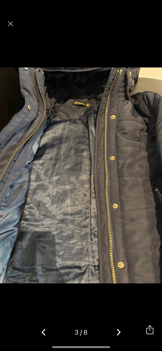 Lacivert  Kapüşonlu Fermuarlı Kadın Kış Montu - Görsel 3