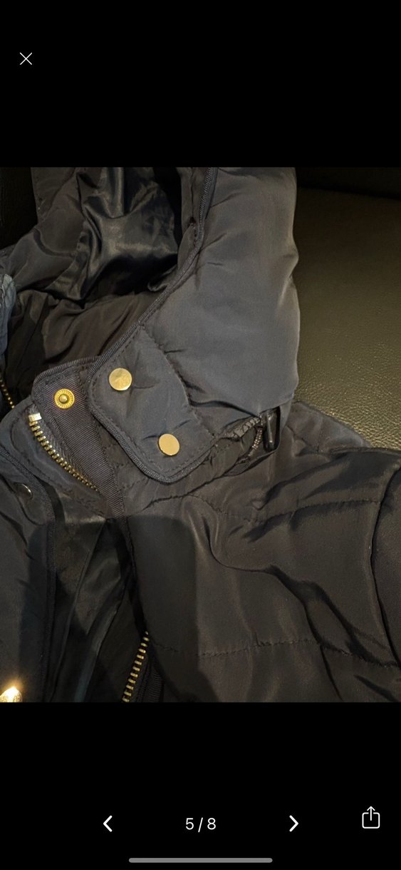 Lacivert  Kapüşonlu Fermuarlı Kadın Kış Montu - Görsel 5