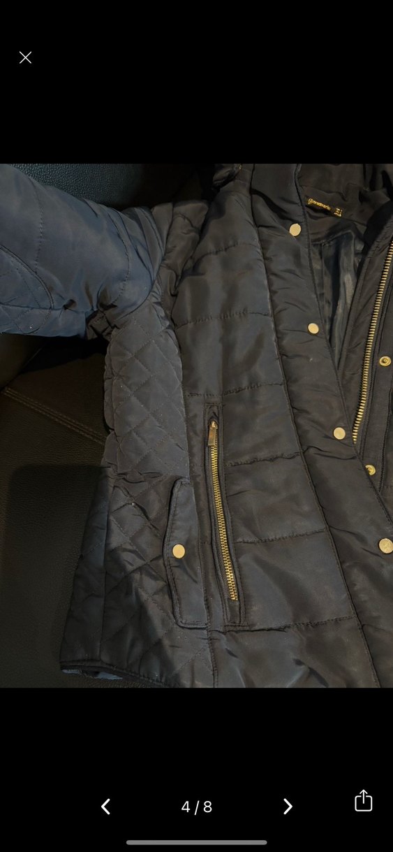 Lacivert  Kapüşonlu Fermuarlı Kadın Kış Montu - Görsel 4