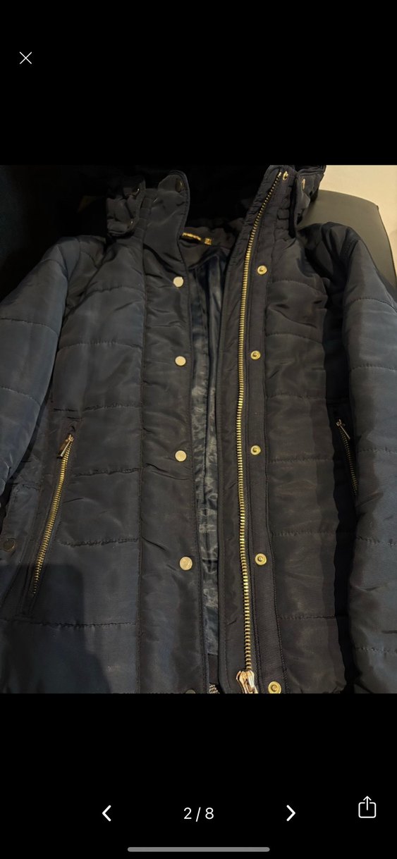 Lacivert  Kapüşonlu Fermuarlı Kadın Kış Montu - Görsel 2