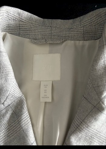 Düğmeli Gri Kareli Kadın Blazer Ceket - Görsel 4