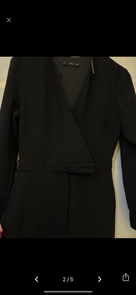 Kadın Siyah Uzun Kollu Tulum - Görsel 2