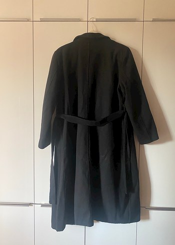 Diğer Düğmeli Siyah Uzun Kaban