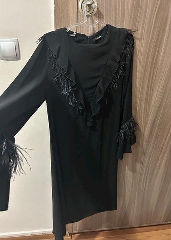 Uzun Kollu Siyah Gotik Abiye Elbise - Görsel 2