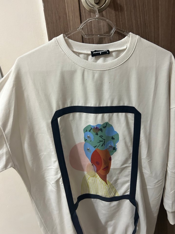 Baskılı Kadın Beyaz Uzun Kollu Sweatshirt - Görsel 2