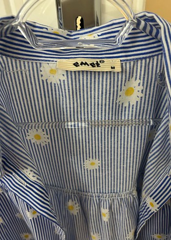 Çiçekli Mavi tesettür gömlek - Görsel 3