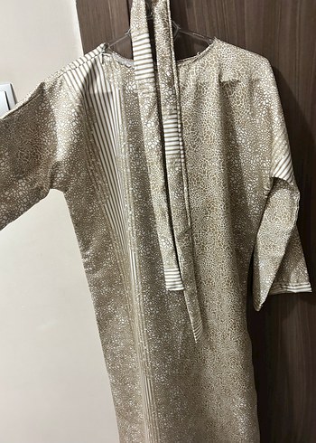 Bej Uzun Kollu Bohem Kadın Elbise - Görsel 2