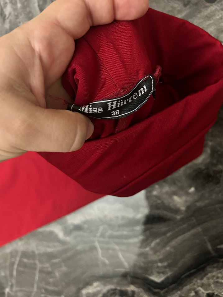 Kırmızı Kadın Fitilli Spor tayt - Görsel 2