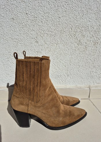 MANGO Kahverengi Süet Topuklu Bot - Görsel 2