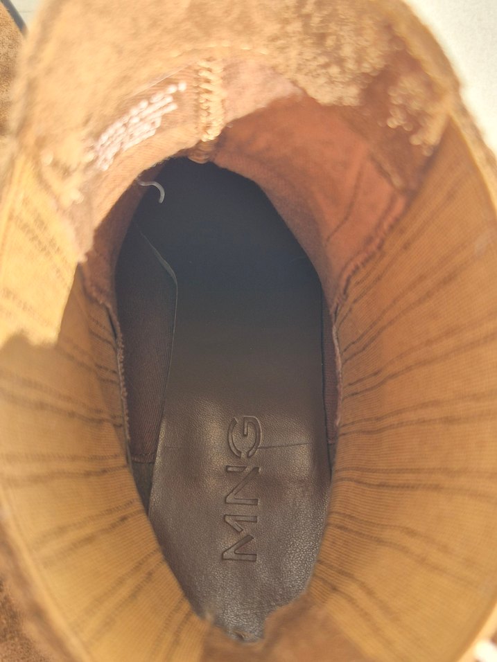 MANGO Kahverengi Süet Topuklu Bot - Görsel 5