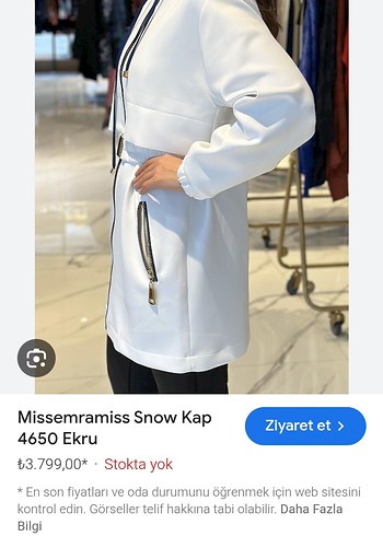 Missmeramiss Beyaz Midi Kapüşonlu Ceket
