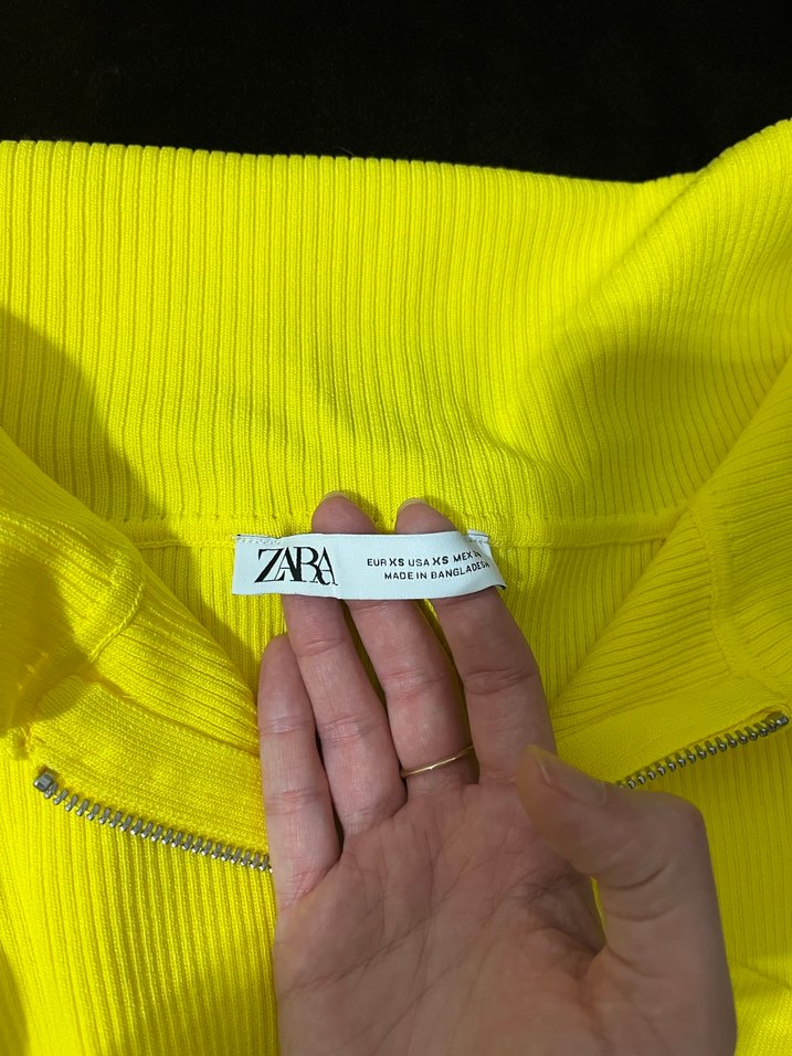 Sarı Fermuarlı Kısa Fitilli Kadın Kazak - Görsel 3