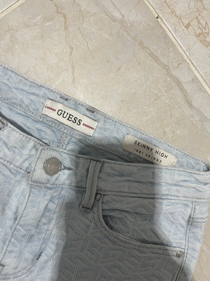 Düğmeli Gri Desenli Kadın Skinny Jean - Görsel 5