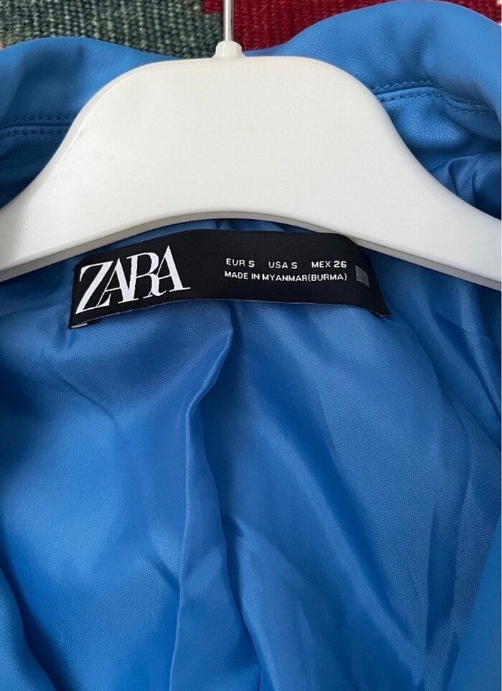 Mavi Deri Mini Ceket - Görsel 3