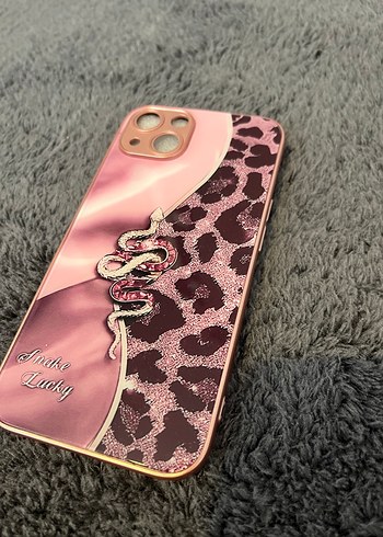 Yılan Desenli Pembe Leopar Desenli iPhone 13 kılıfı