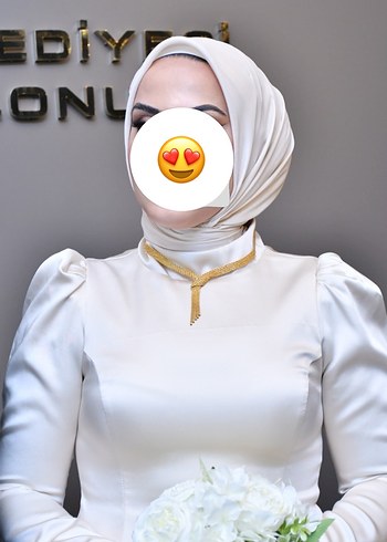 Uzun Kollu Beyaz Sade Gelinlik - Görsel 2