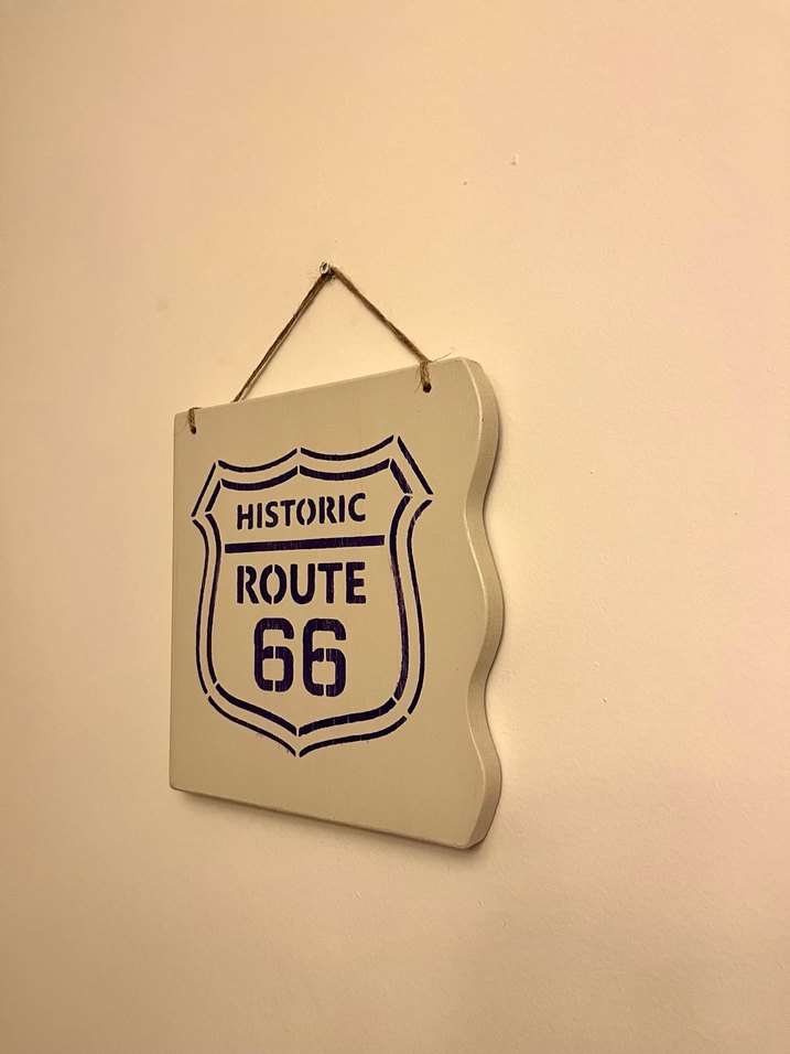 Vintage Beyaz Historic Route 66 Tablo - Görsel 3