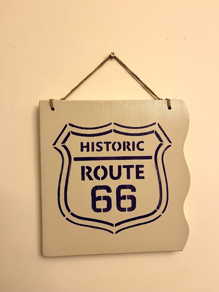 Vintage Beyaz Historic Route 66 Tablo - Görsel 2