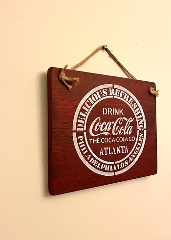 Vintage Kırmızı Coca-Cola Ahşap Tablo - Görsel 2