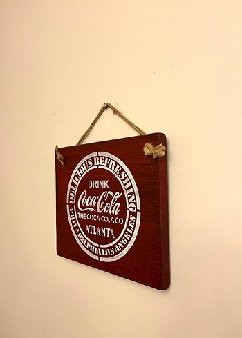 Vintage Kırmızı Coca-Cola Ahşap Tablo - Görsel 3