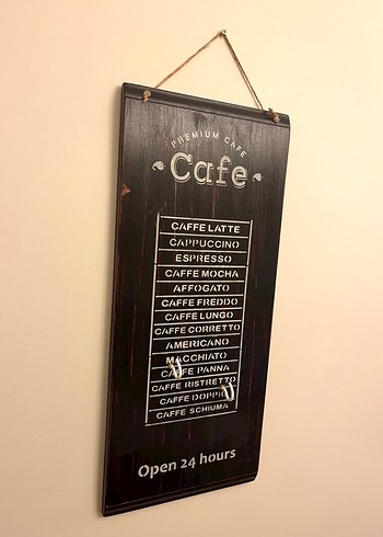 Kahve Çeşitleri Ahşap Askılı Duvar Panosu - Görsel 4