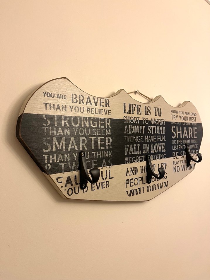 Vintage Rock Punk Gri Bej Askılı Duvar Panosu - Görsel 4