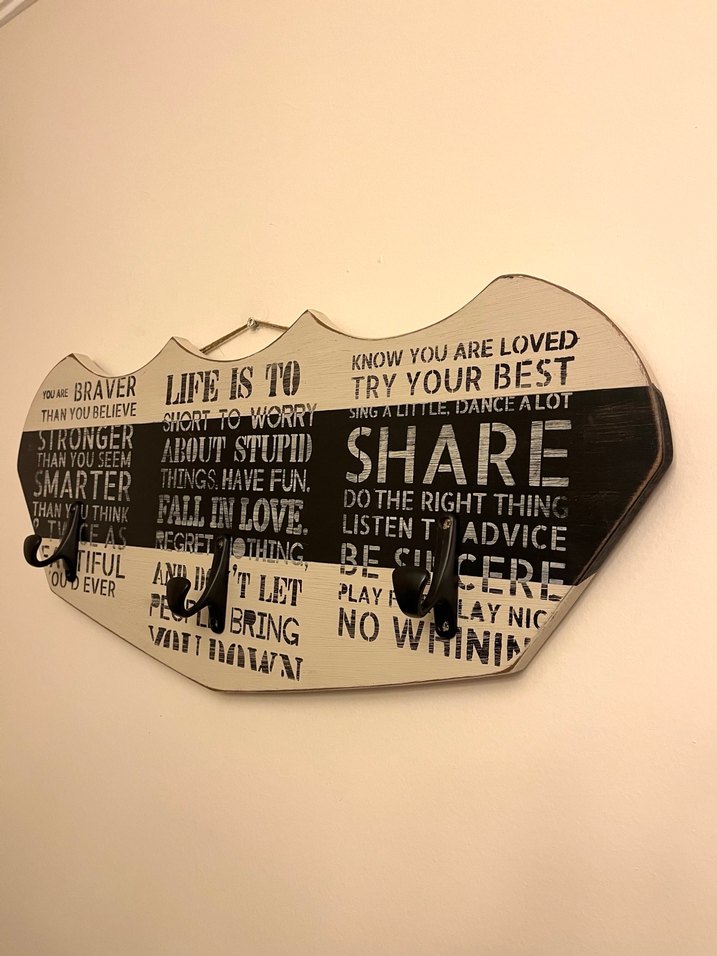 Vintage Rock Punk Gri Bej Askılı Duvar Panosu - Görsel 3