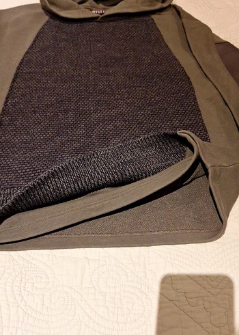 Kapüşonlu Haki Kadin Triko Kazak - Görsel 3