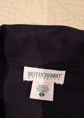 Lacivert Kısa Kollu Keten Kadin Hamile Gömlek - Görsel 2