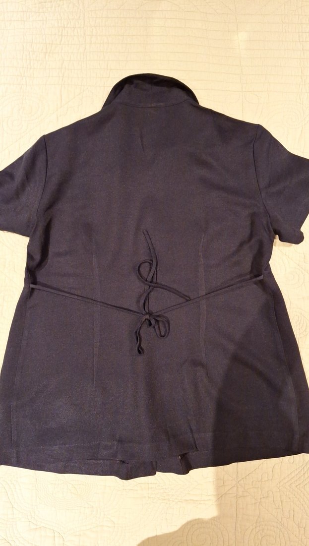 Lacivert Kısa Kollu Keten Kadin Hamile Gömlek - Görsel 3