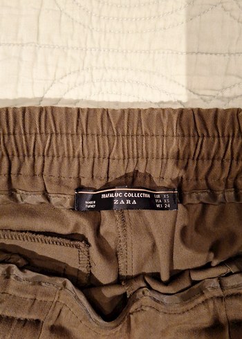 Kadın Haki Pamuklu Rahat Kesim Pantolon. - Görsel 3