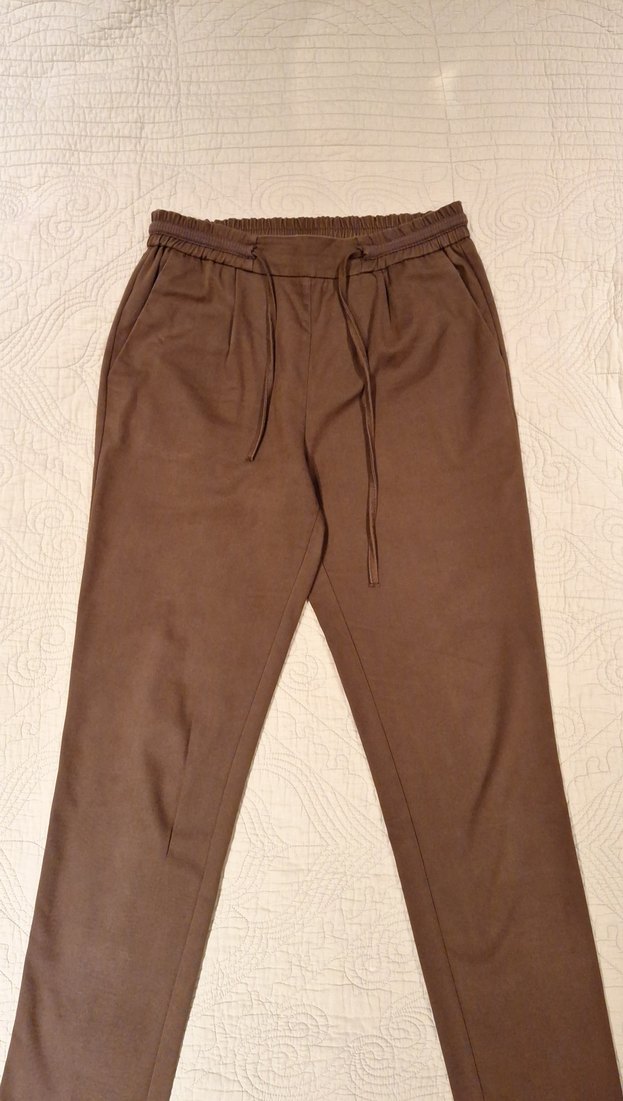 Kadın Haki Pamuklu Rahat Kesim Pantolon. - Görsel 2