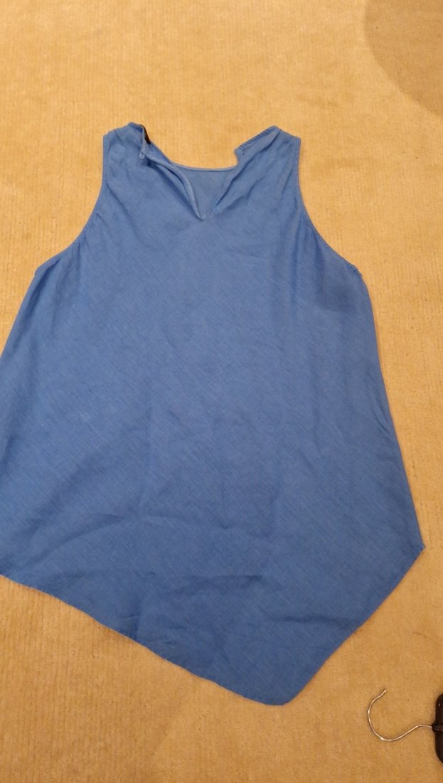 Mavi Kolsuz Hamile Keten Tunik - Görsel 2