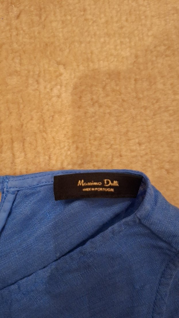 Mavi Kolsuz Hamile Keten Tunik - Görsel 3