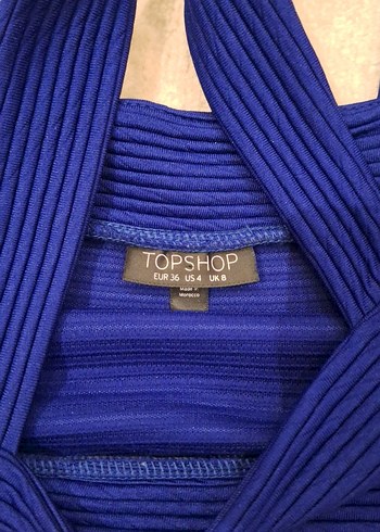 Mavi Piliseli Askılı Midi Elbise - Görsel 2