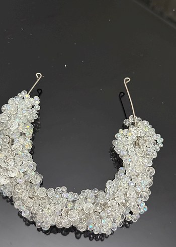 Beyaz Payetli Cam Taşlı Saç Aksesuarı - Görsel 3