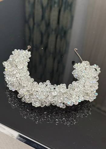 Beyaz Payetli Cam Taşlı Saç Aksesuarı - Görsel 2