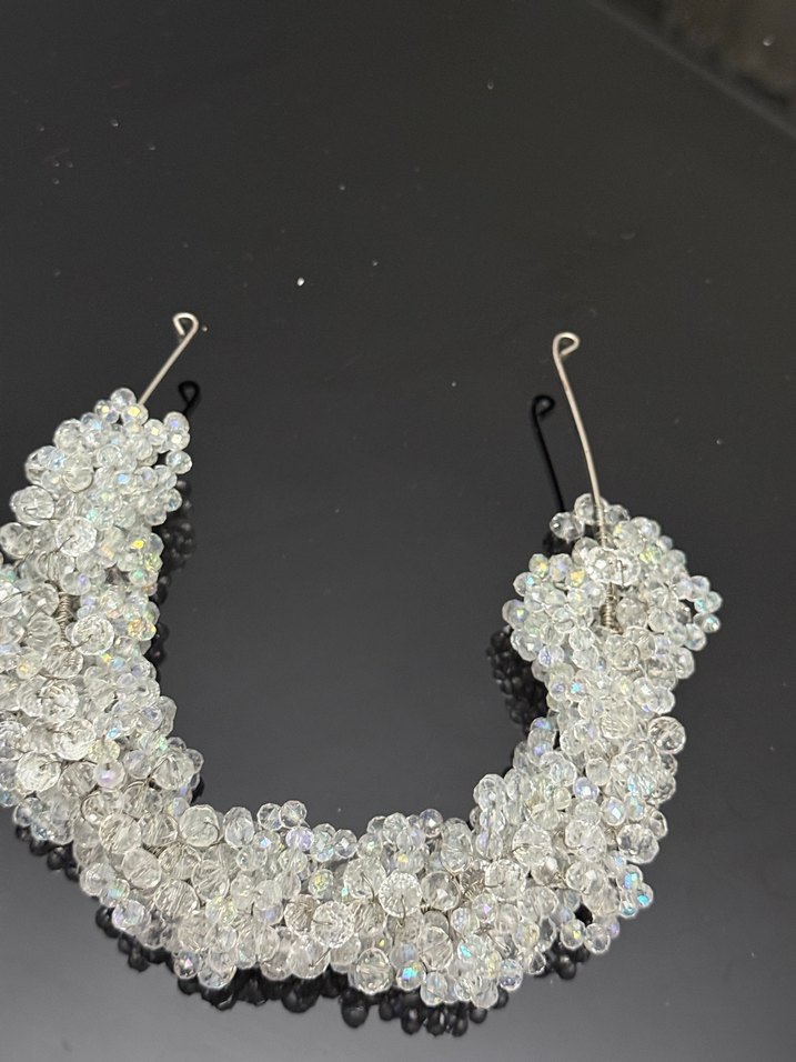 Beyaz Payetli Cam Taşlı Saç Aksesuarı - Görsel 3