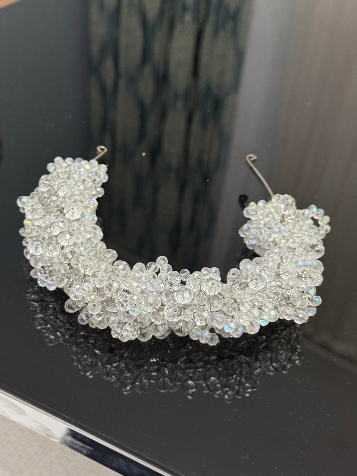 Beyaz Payetli Cam Taşlı Saç Aksesuarı - Görsel 2