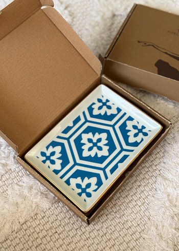 Mavi Desenli dikdörtgen morocco tabak - Görsel 3