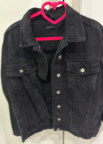 Siyah Kadın Denim Ceket Düğmeli - Görsel 2