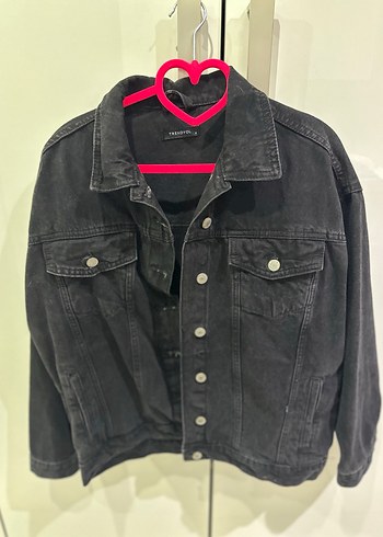 Siyah Kadın Denim Ceket Düğmeli - Görsel 3